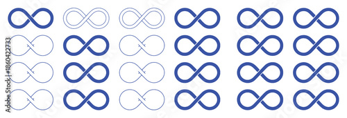A Collection of Infinity Symbols in Blue and Outline Variations