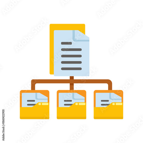 Sitemap and file organization structure vector illustration, representing file management, website architecture, and information organization.