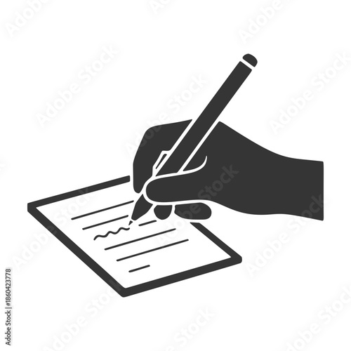 メモを取る手のシルエットアイコン