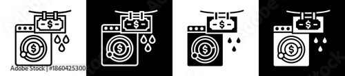 Money Laundering Icon Set In Black And White Filled Style Collection