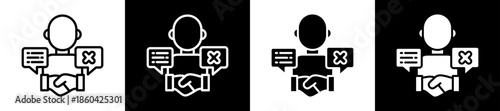 Shady Deal Icon Set In Black And White Filled Style Collection