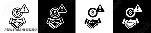 Dirty Deal Icon Set In Black And White Filled Style Collection