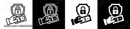 Secret Payment Icon Set In Black And White Filled Style Collection