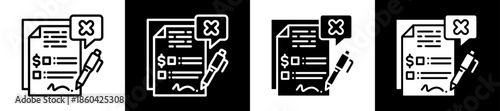 Fake Contract Icon Set In Black And White Filled Style Collection