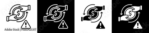 Illegal Transaction Icon Set In Black And White Filled Style Collection