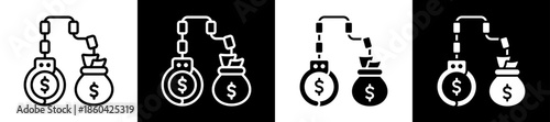 Financial Crime Icon Set In Black And White Filled Style Collection