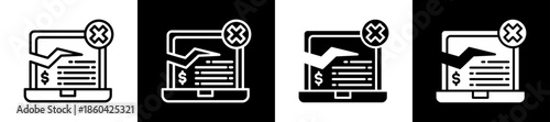 System Error Icon Set In Black And White Filled Style Collection