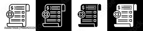 Fake Invoice Icon Set In Black And White Filled Style Collection