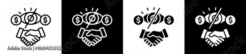 Secret Deal Icon Set In Black And White Filled Style Collection