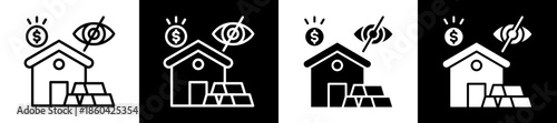 Hidden Assets Icon Set In Black And White Filled Style Collection