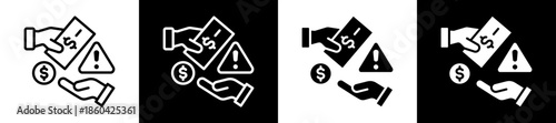 Illegal Payment Icon Set In Black And White Filled Style Collection