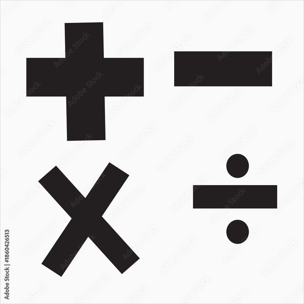 Obraz premium Print Basic Math Symbols Icons Set – Plus Minus Multiply Divide Signs
