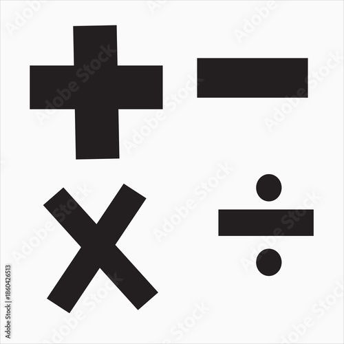 Print Basic Math Symbols Icons Set – Plus Minus Multiply Divide Signs