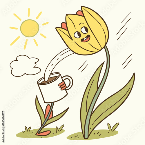 cartoon-tulip-holding-a-coffee-cup-in-a-morning-th.eps