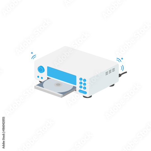 Vector icon for CD player. Features a classic CD player designed for playing music from compact discs, suitable for audio entertainment.