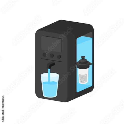 Water Dispenser Vector Icon Illustration with Outline for Design Element,  Flat Cartoon Style