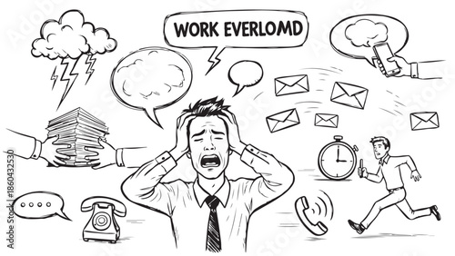 Two Types of Businesspeople Vector Concept – Work Stress, Panic, and Relaxation Yoga.eps