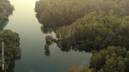 Shing Mun Reservoir Aerial Golden Hour