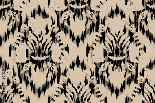 Ikat seamless pattern, geometric design, motif ethnic handmade, Ikat ethnic tribal, boho colors seamless wallpaper. Ethnic Ikat abstract background art.Illustration for greeting cards, printing