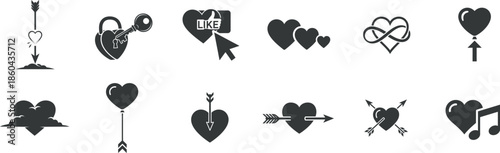 Valentine's day heart symbols and icons for love and romance on valentine's day