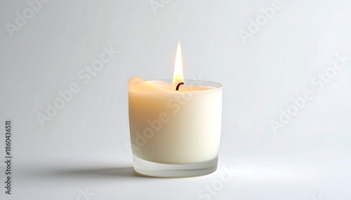 Wallpaper Mural Burning White Candle in Glass Jar Creating Warm Glow Torontodigital.ca
