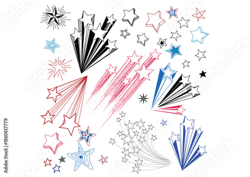 Festive Star Bursts and Shooting Star Doodle Collection, perfect for highlighting achievements or adding energy to celebratory designs