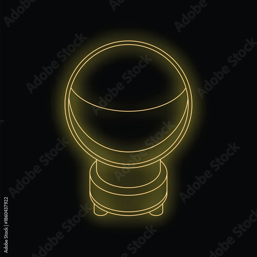 Neon yellow icon of a voice assistant speaking, glowing on a black background