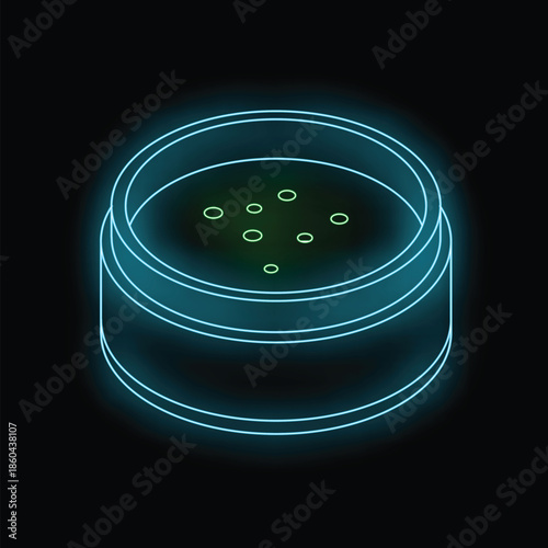 Glowing neon sign depicting a bowl of miso soup with green onions floating on top, perfect for any restaurant or food related business