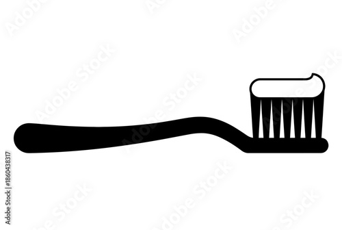 Toothbrush with toothpaste isolated on white background, Vector, illustration