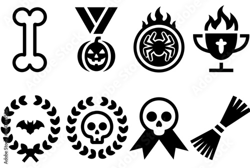 Collection of halloween symbols isolated on white background, Vector, illustration