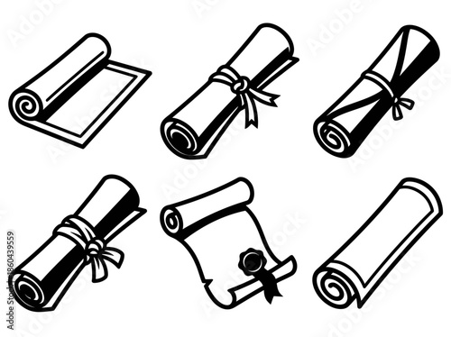 Various styles of scroll illustrations isolated on white background, Vector, illustration