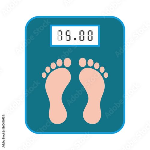 Feet on bathroom scales icon vector stock illustration