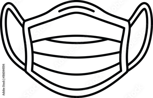 Simple line drawing of a face mask