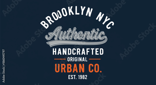 Authentic Brooklyn NYC Urban Co. Handcrafted Original Design - Vintage Style Apparel Graphic.
