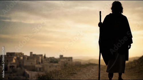 Biblical Mephibosheth Walking Restored in Gentle Light Silhouette, David's Kindness and Covenant Mercy, 4K Ancient History