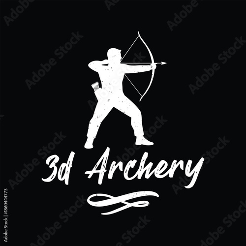 3D Archery Vintage T Shirt Design | Bow Hunter Vector With Typography