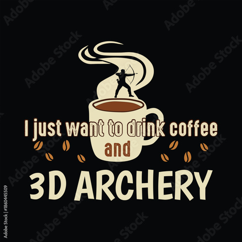 3D Archery And Coffee Vintage T Shirt Design | Archer Lifestyle Vector