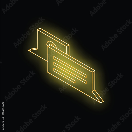 Glowing neon yellow chat bubbles exchanging messages on a black background, representing online communication and social media