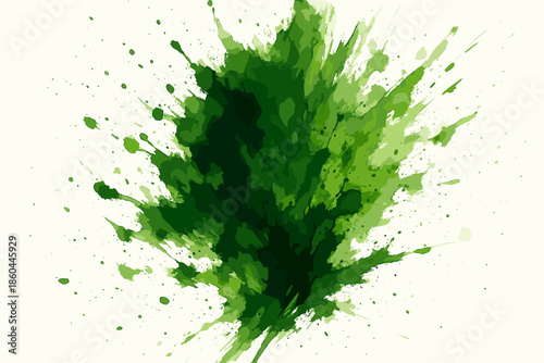 Green Ink Splash. Artistic abstract splash of green ink blending on a white canvas, bold and dynamic tones, ideal for creative,