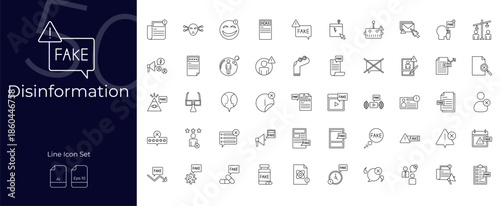 Disinformation Line Editable Icons set
