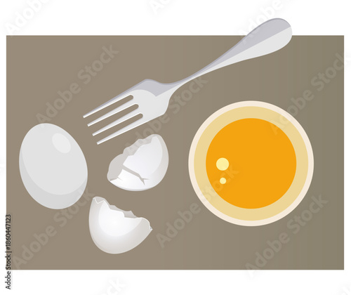 ready for Easter - Beaten Egg Yolks In A Bowl - Stock Illustration