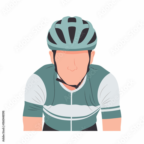 Flat Design Illustration of Pro Cyclist Ready for Race