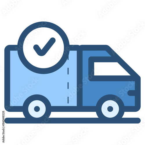 delivery truck with secure check mark icon