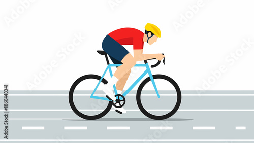 Professional Cyclist Riding Road Bike on Asphalt Path