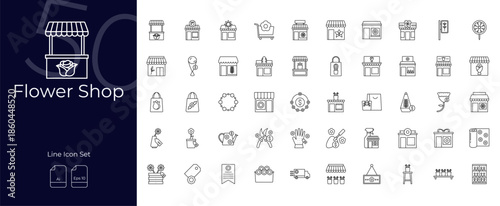 Flower Shop Line Editable Icons set