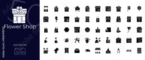 Flower Shop Solid Editable Icons set