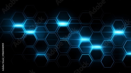 Abstract glowing blue technology honeycomb grid background