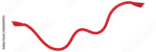 Red Rope Curves Decorative Elements. Red rope curves and loops isolated on white background, decorative design elements for luxury, festive, and ornamental concepts.

