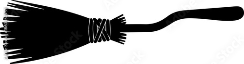 Enchanting witch's broom silhouette for Halloween designs and magical illustrations, perfect for spooky season and fantasy themes, a classic icon