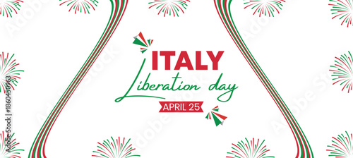 Elegant Italy Liberation Day Banner with Vertical Tricolor Lines and Clean White Background